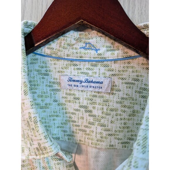 Tommy Bahama The San Lucio Stretch Shirt Sz XXL 3XL Green Geometric Pattern - Picture 3 of 7